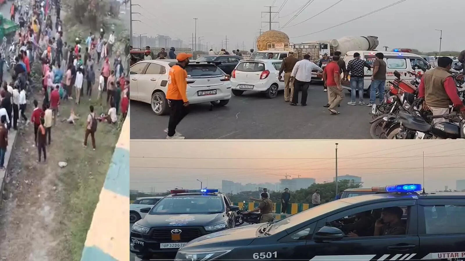 नोएडा में पार्थला फ्लाईओवर पर बड़ा हादसा, टक्कर के बाद नीचे गिरे कई लोग, बचाव अभियान जारी